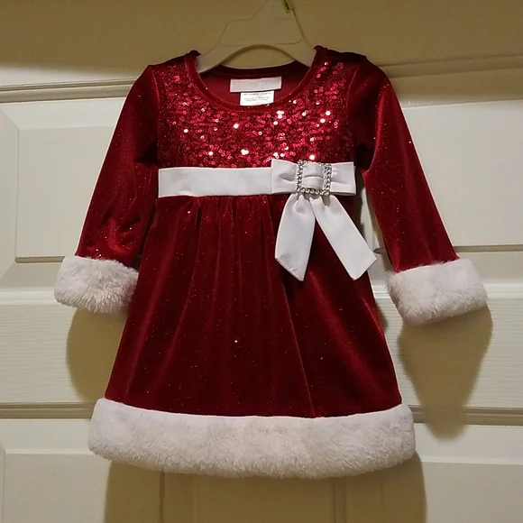 white christmas dresses Lotus Red Sparkle Baby Christmas Romper Size 000 – A Little Lacey